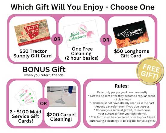 Options for getting a free gift when you refer a friend a cleaning service